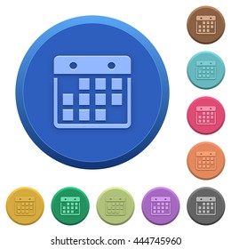 Set of round color embossed hanging calendar buttons