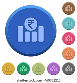 Set of round color embossed Indian Rupee graph buttons