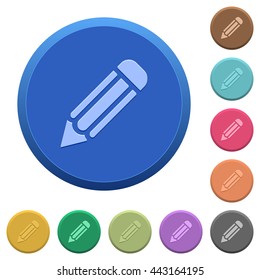 Set of round color embossed pencil buttons