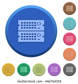 Set of round color embossed rack servers buttons