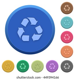 Set of round color embossed recycling buttons