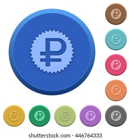 Set of round color embossed ruble sticker buttons