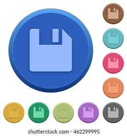 Set of round color embossed save buttons