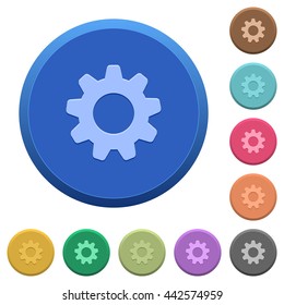 Set of round color embossed settings buttons