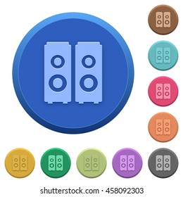 Set of round color embossed speakers buttons