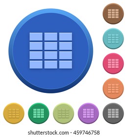 Set of round color embossed spreadsheet buttons