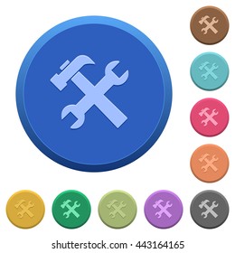 Set of round color embossed tools buttons