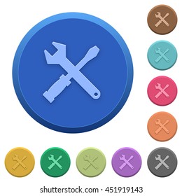 Set of round color embossed tools buttons
