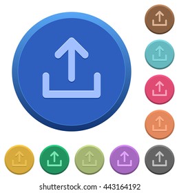 Set of round color embossed upload buttons