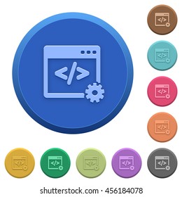 Set of round color embossed web development buttons
