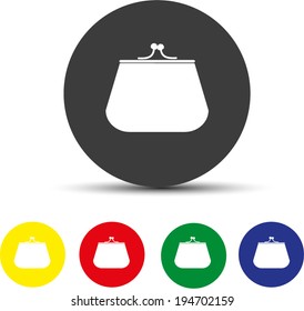 Set of round colored buttons. Purse Vector illustration.