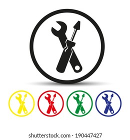 Set of round colored buttons. vector illustration Vector tools icon