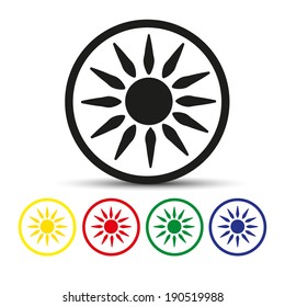 Set of round colored buttons. vector illustration Sun - Vector icon isolated