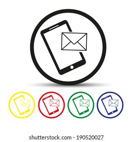Set of round colored buttons. vector illustration Cell Phone Message Icon