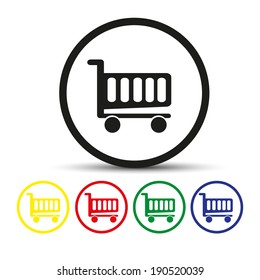 Set of round colored buttons. vector illustration shopping chart