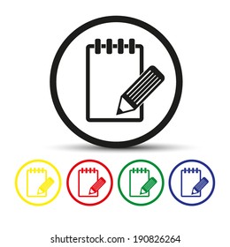 Set of round colored buttons. vector illustration icon of notes