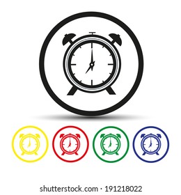 Set of round colored buttons. vector illustration icon alarm clock