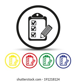 Set of round colored buttons. vector illustration Vector checklist icon