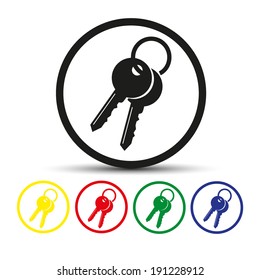 Set of round colored buttons. vector illustration Key icon