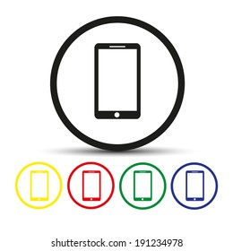 Set of round colored buttons. vector illustration Mobile phone icon.