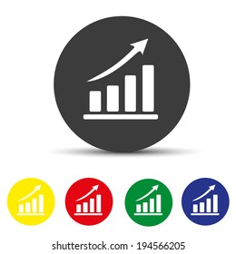 Set of round colored buttons. vector illustration growth diagram