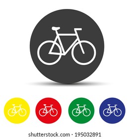 Set of round colored buttons. vector illustration Bicycle icon