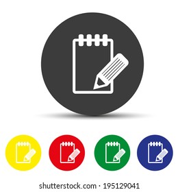 Set of round colored buttons. vector illustration icon of notes