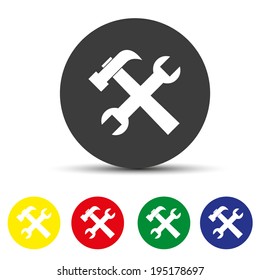 Set of round colored buttons. vector illustration Vector tools icon