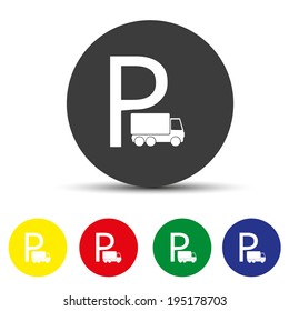 Set of round colored buttons. vector illustration Parking sign