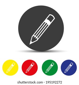 Set of round colored buttons. vector illustration Pencil Vector Icon