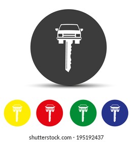 Set of round colored buttons. Vector illustration Car key vector simplistic icon