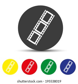 Set of round colored buttons. vector illustration film strip icons