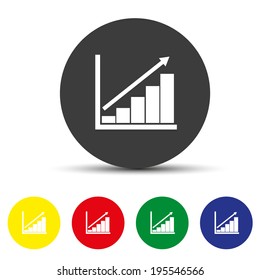 Set of round colored buttons. vector illustration growth diagram