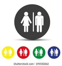Set of round colored buttons. vector illustration  male and female sign