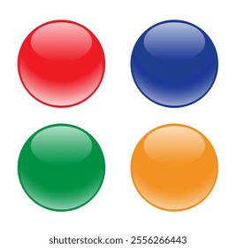 Set of round colored glossy buttons on white background. Vector art illustration