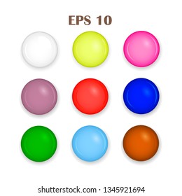 Set of round colorful buttons. Eps 10.