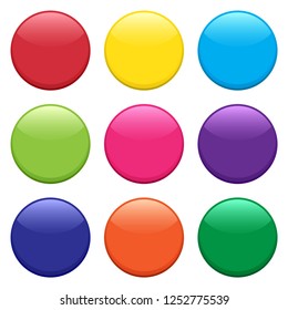 Set of round colorful buttons. Vector illustration