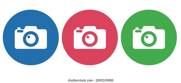 Un conjunto de iconos redondos y coloridos de la cámara. Ilustración vectorial simple que se puede usar para fotografía y otros fines.
