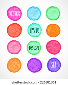 Set of round colorful grunge vector shapes. Vector banners. Abstract shapes. Abstract hand drawn background. Retro background. Vintage background. Bright colors design elements. Eps10. 