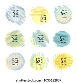 Set of round colorful hand drawn vector shapes. Abstract vector banners. Design elements.