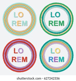 Set of round colorful torn paper frames with shadows. Vector templates for design