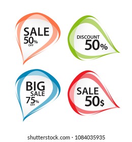 Set of round colorful vector shapes, sale banner, sticker, label, icon, buttons, tags, promotion banner, marketing, Design elements for business