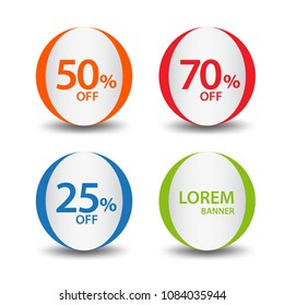 Set of round colorful vector shapes, sale banner, sticker, label, icon, buttons, tags, promotion banner, marketing, Design elements for business