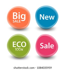 Set of round colorful vector shapes, sale banner, sticker, label, icon, buttons, tags, promotion banner, marketing, Design elements for business