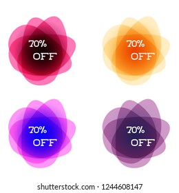 Set of round colorful vector shapes with final sale up to 70 off. Abstract vector banners. Design elements. Perfect design for a shop and sale banners.