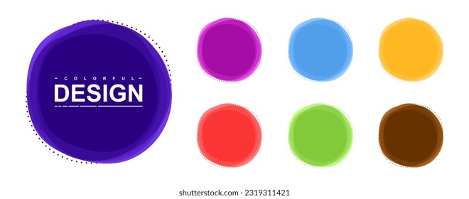 Satz runde, bunte Vektorformen einzeln auf weißem Hintergrund. Circle Icon Sammlung mit Platz für Text. Design-Elemente für Banner, Zeichen, Etiketten oder Tags. Flache Vektorgrafik