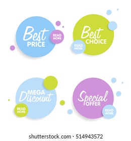 Set of Round colorful vector shapes. Abstract vector banners. Material Design elements.