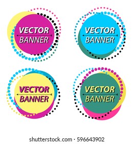 Set of round colorful vector shapes in trendy memphis style. Abstract vector banners. Design elements.