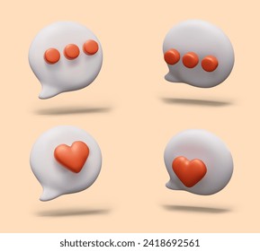 Set of round comment clouds. Realistic object, angled view