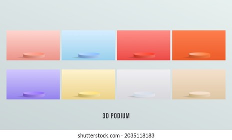 Set aus runden Eckwürfeln mit minimaler Wandszene , Flat Modern Design , Illustration 3d Vector EPS10